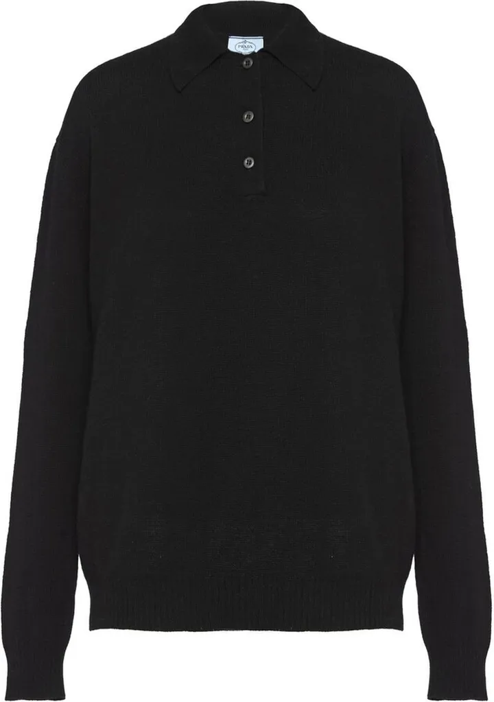 Long-Sleeved Knitted Polo Shirt