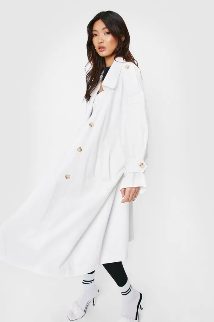 Nasty Gal Womens Oversized Double Breasted Belted Trench Coat
