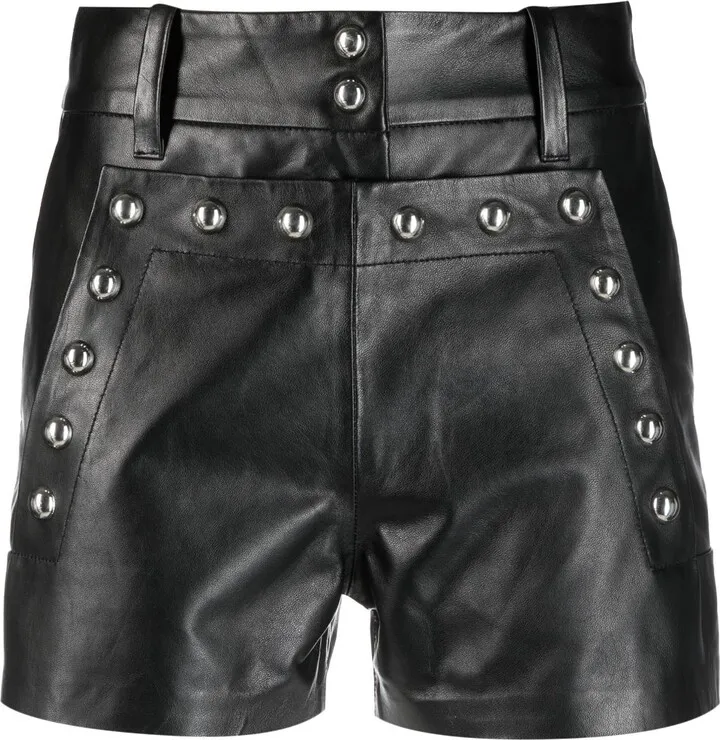 Sailor panelled leather shorts