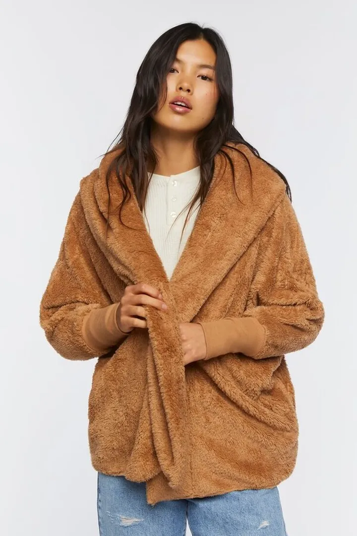Faux Shearling Hooded Jacket
