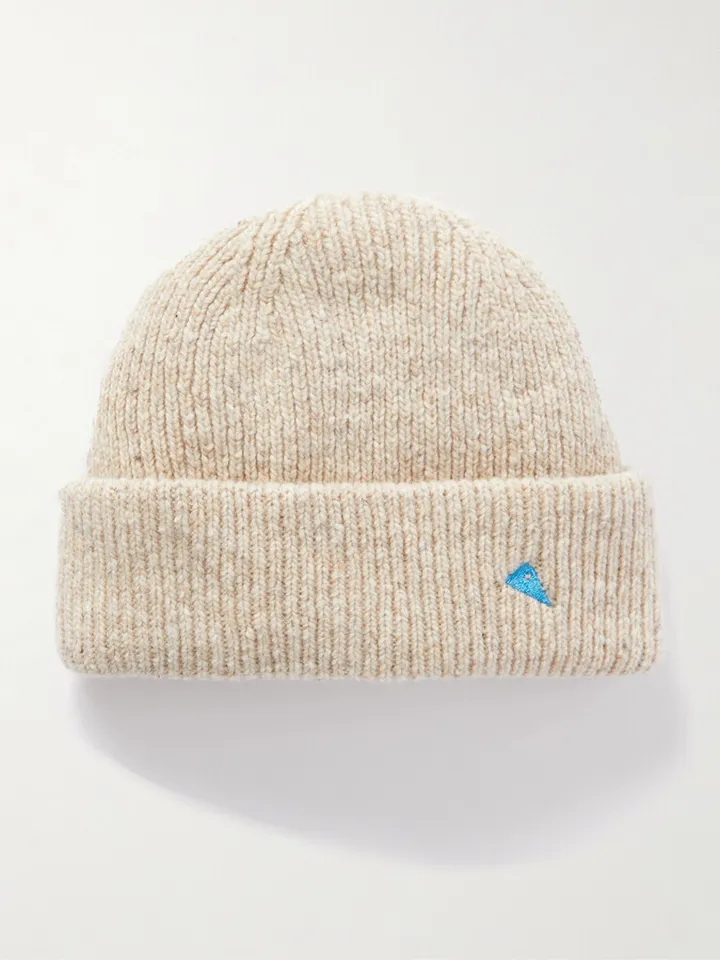 Logo-Embroidered Melangé Wool-Blend Beanie