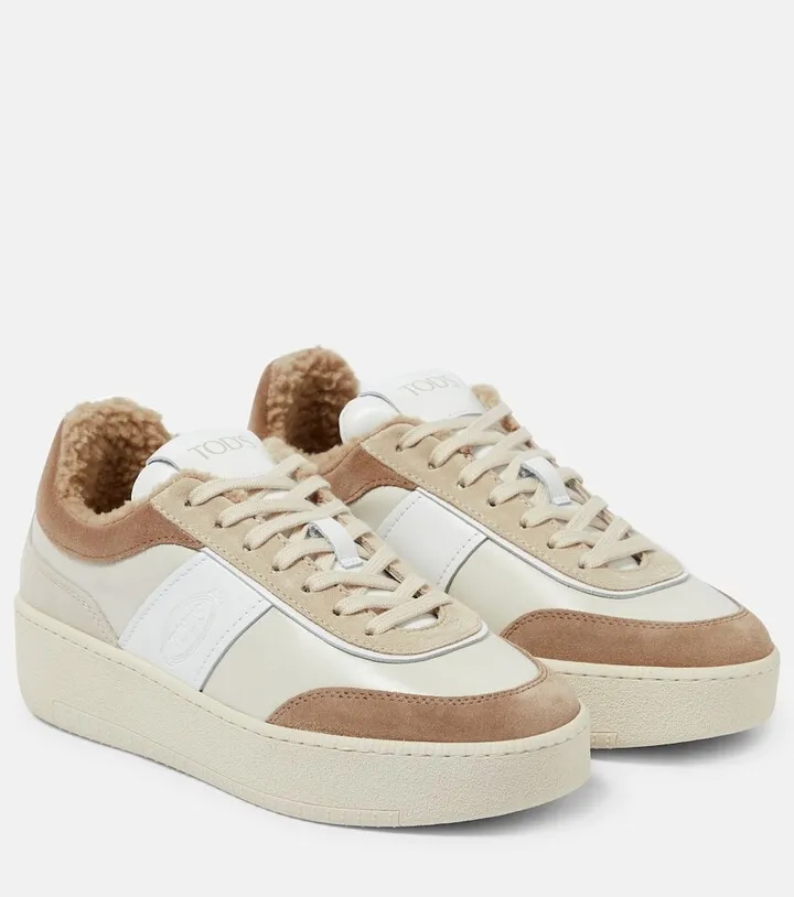 Leather and suede platform sneakers