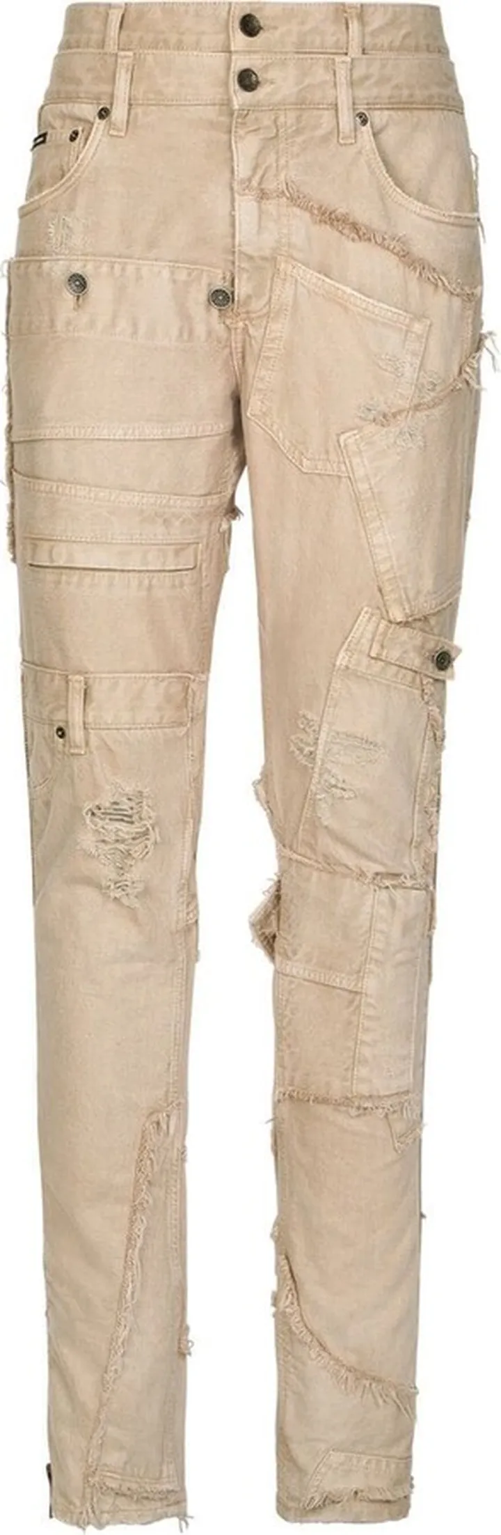Deconstructed Ankle-Zip Jeans