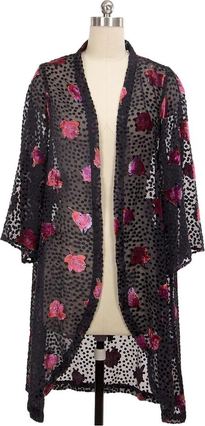 Saachi Night Rose Velvet Kimono