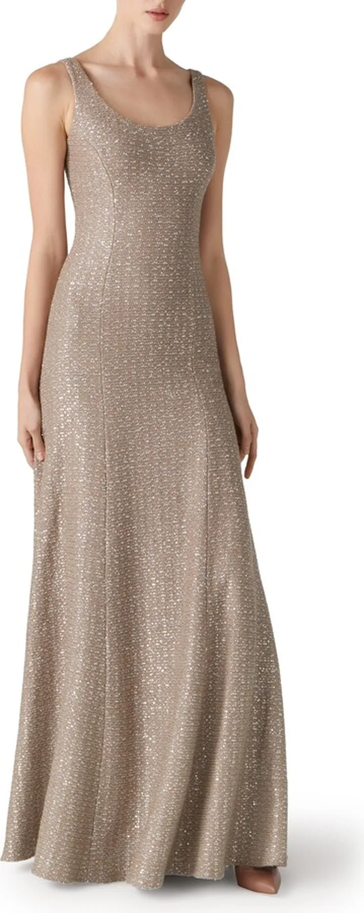Sequin Textured Knit A-Line Gown