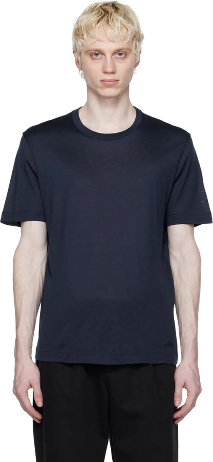 Brioni Navy Embroidered T-Shirt