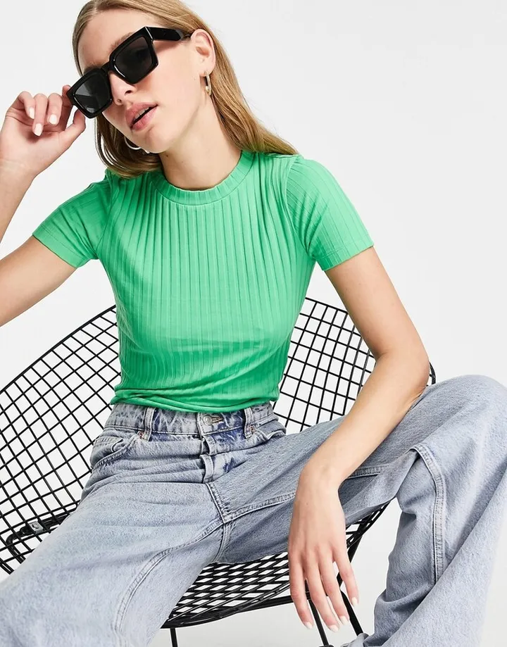 ASOS DESIGN slim fit t-shirt in rib in green
