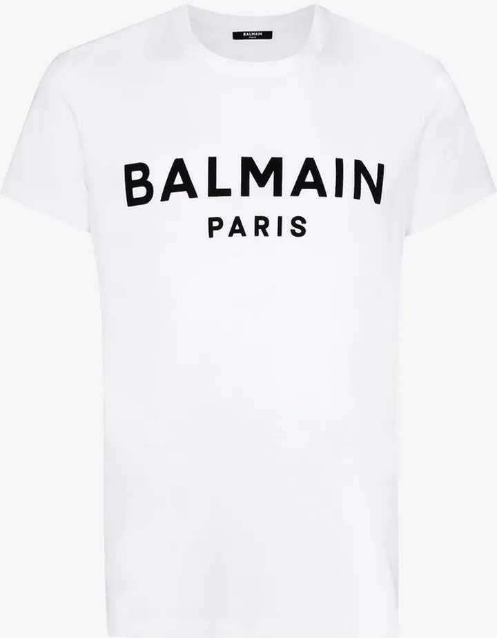 White Logo Print Cotton T-Shirt