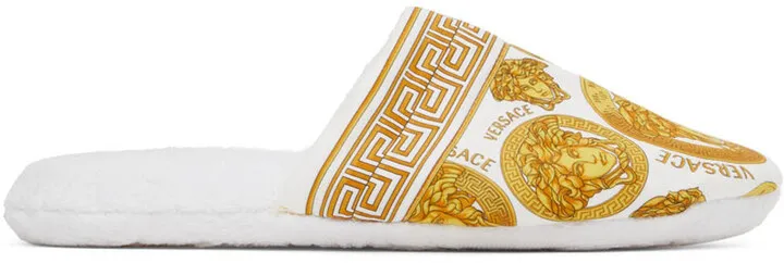 Versace White Medusa Slippers