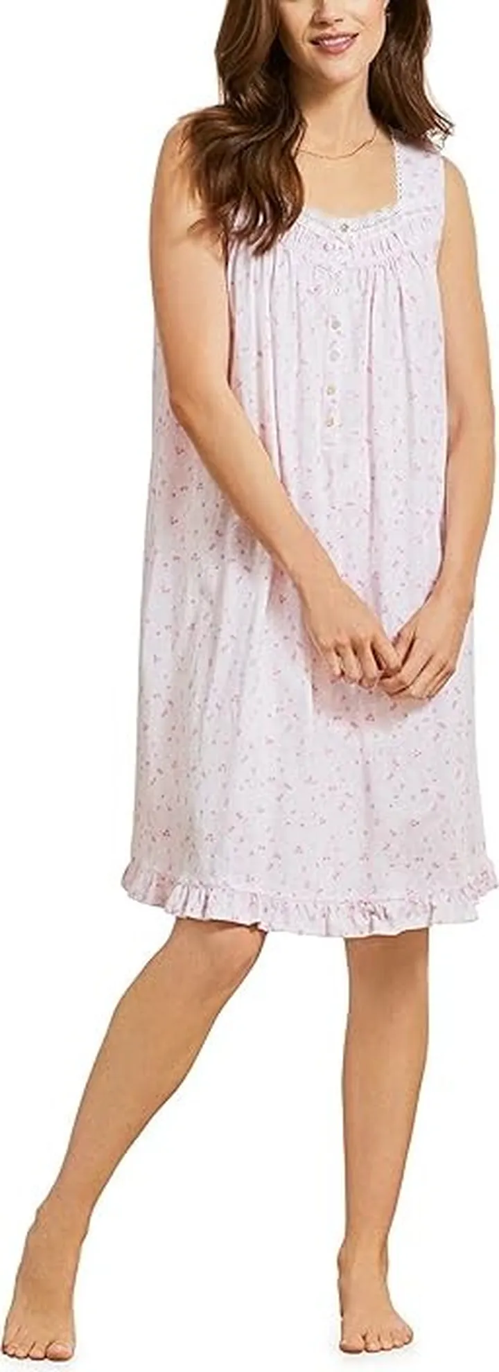 Eileen West Sleeveless Short Gown (Pink Ground Ditsy) Women's Pajama