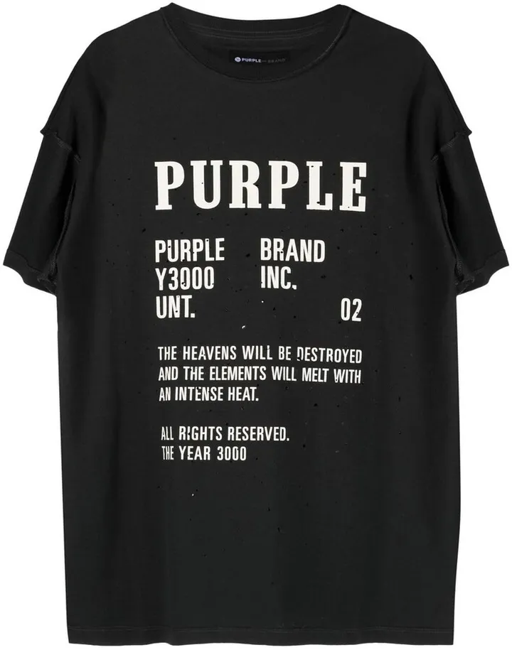 logo-print distressed T-shirt