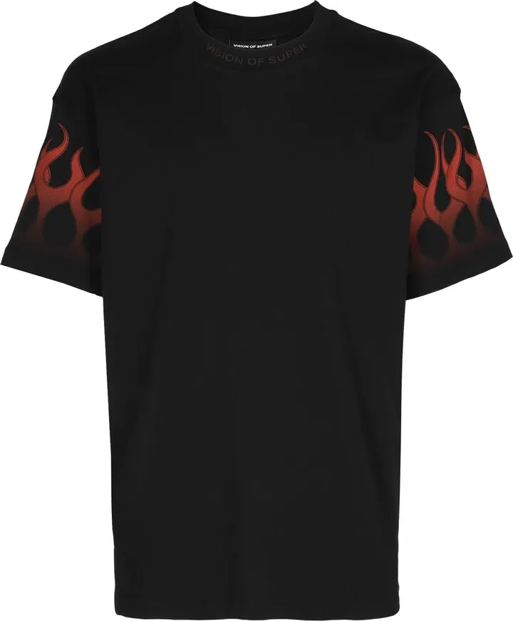 Black Tshirt With Red Flames