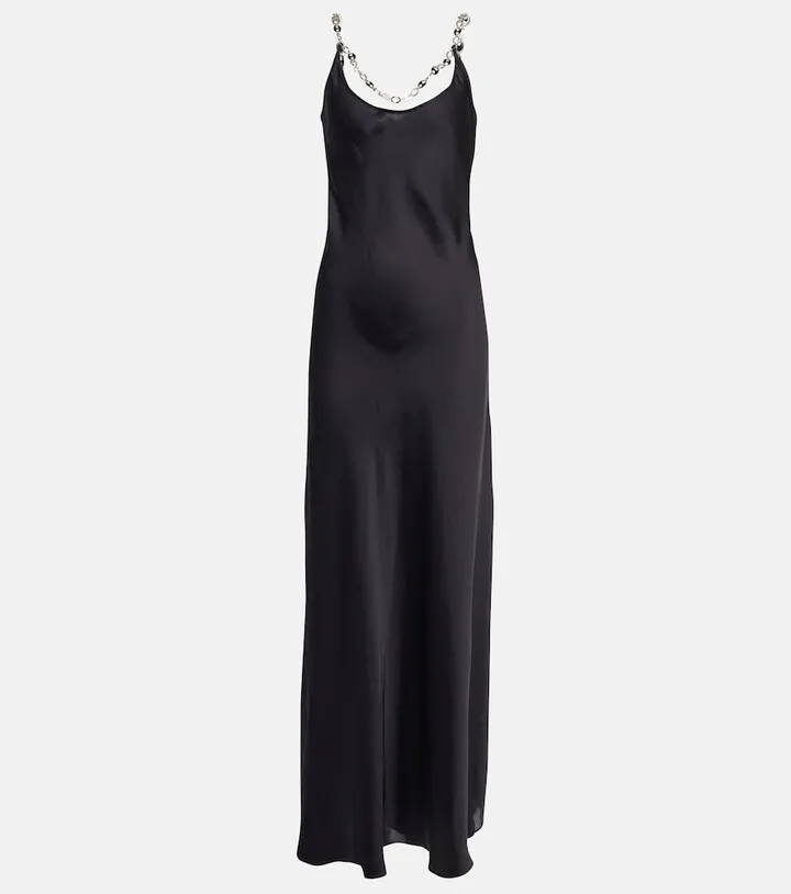 Chain-trimmed gown