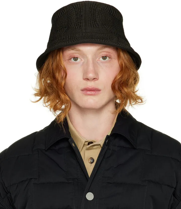 Bottega Veneta Black Intreccio Bucket Hat