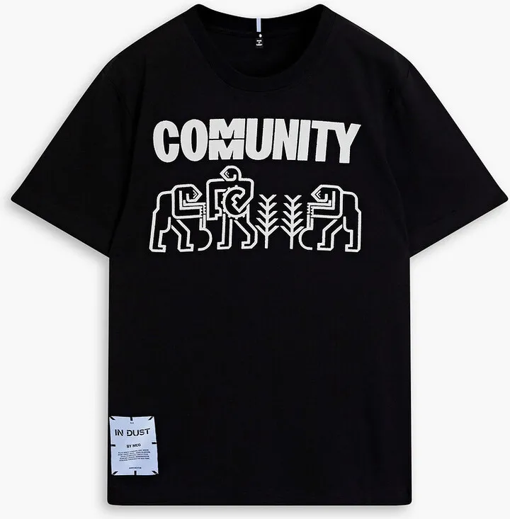 Appliquéd printed cotton-jersey T-shirt