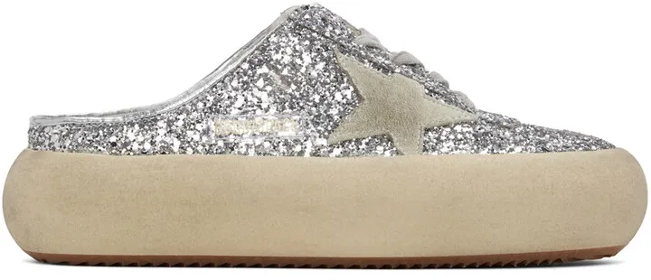 Golden Goose Silver Space-Star Sabot Sneakers