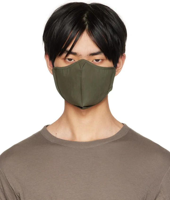 Rick Owens Green Poplin Face Mask