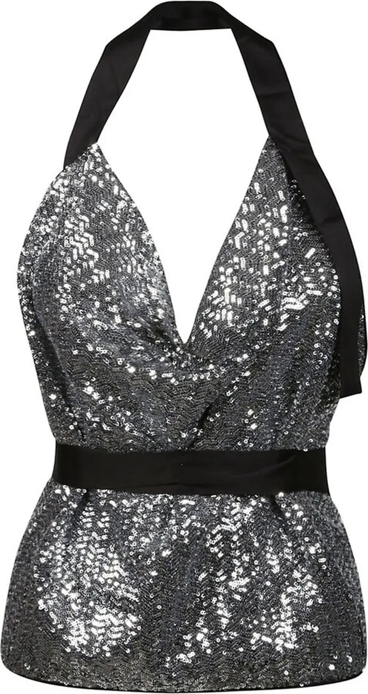 Pinko Sequin Embellished Open Back Halterneck Top