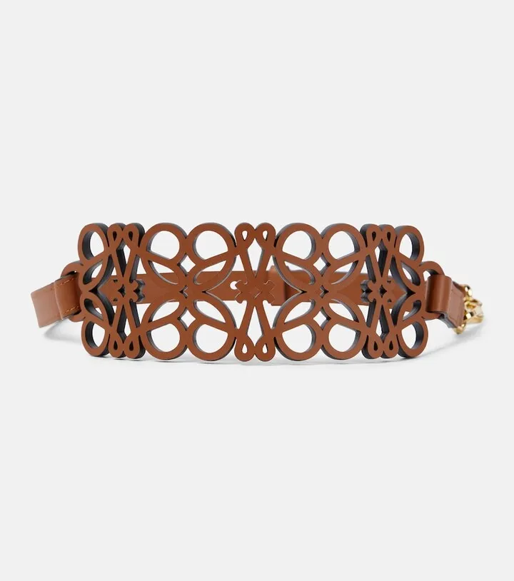 Anagram cutout leather bag strap