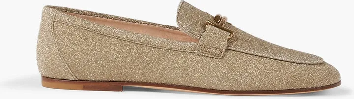 Double T glittered leather loafers