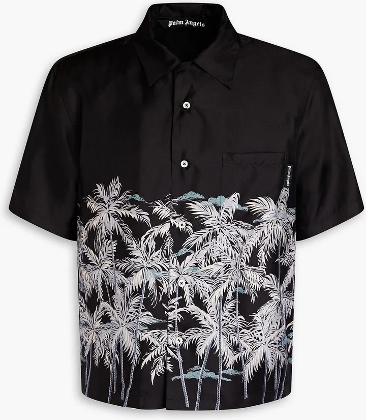 Printed silk-twill shirt
