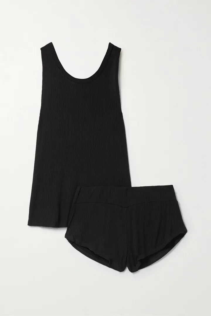 Eberjey - Elon Ribbed Stretch-jersey Tank And Shorts Set - Black
