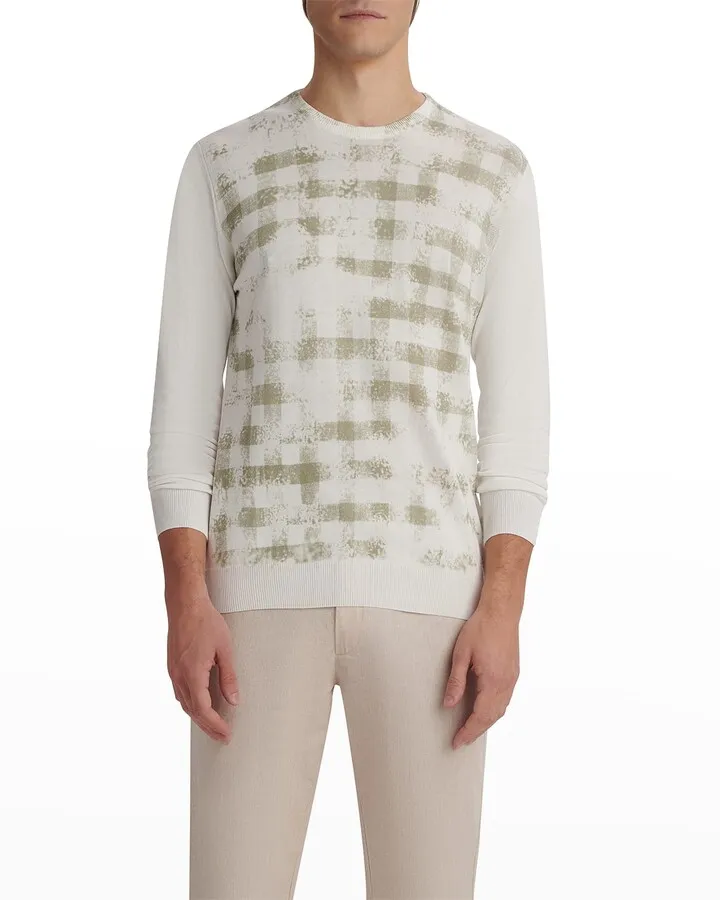 Men's Ghost Check Cotton Crewneck Sweater