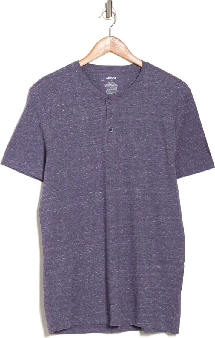 Short Sleeve Heathered Henley T-Shirt