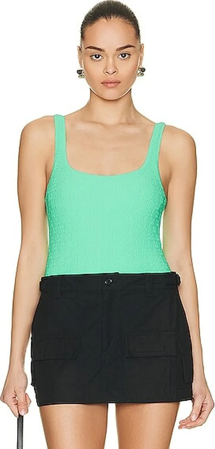 Alexander Wang Square Neck Bodysuit In Mint Julep in Mint