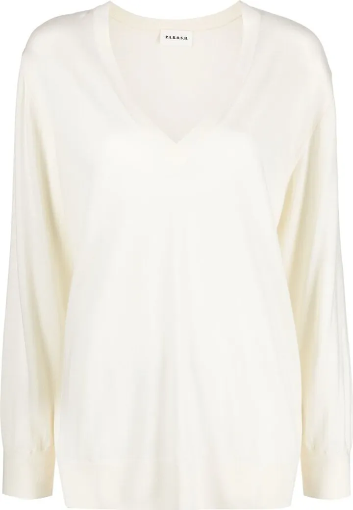 V-neck wool knitted top