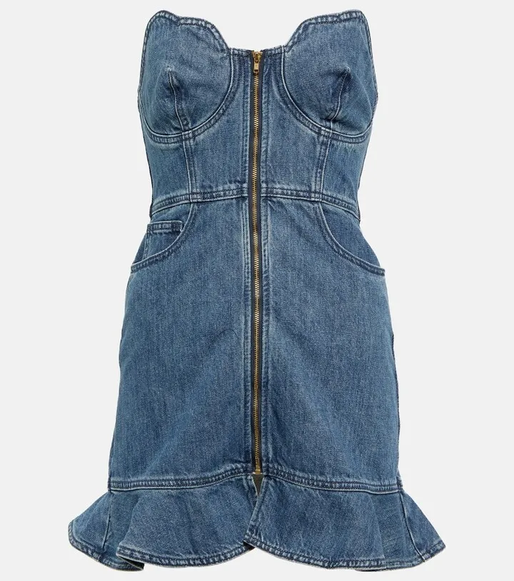 Zip-up denim minidress