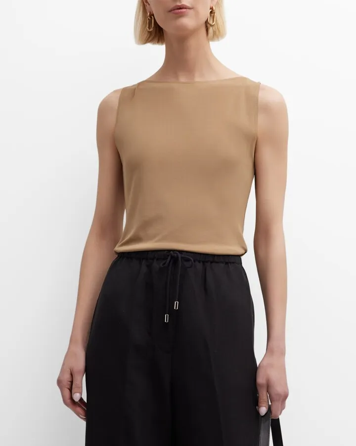 Sleeveless Boat-Neck Top