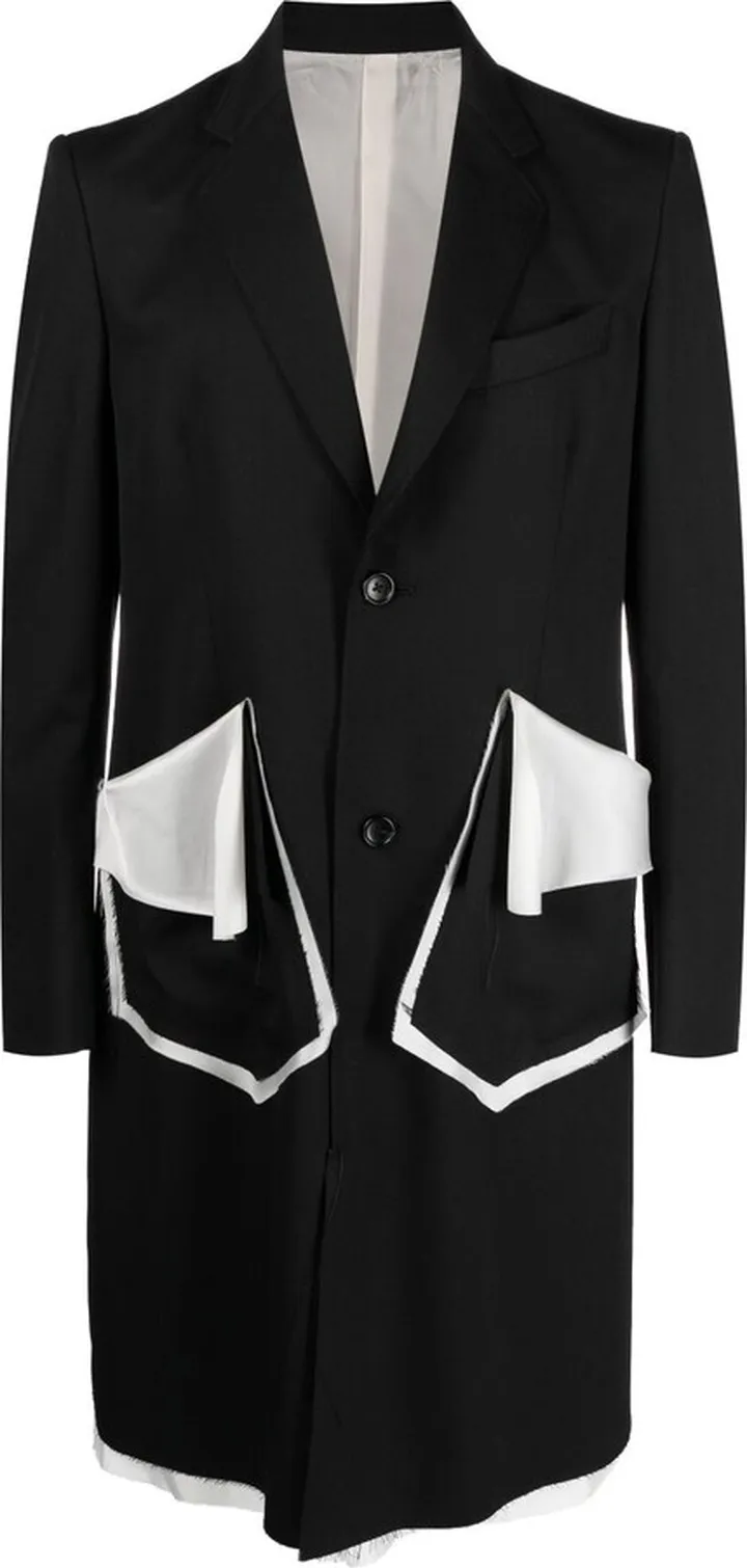 Black Single Breasted Wool Coat