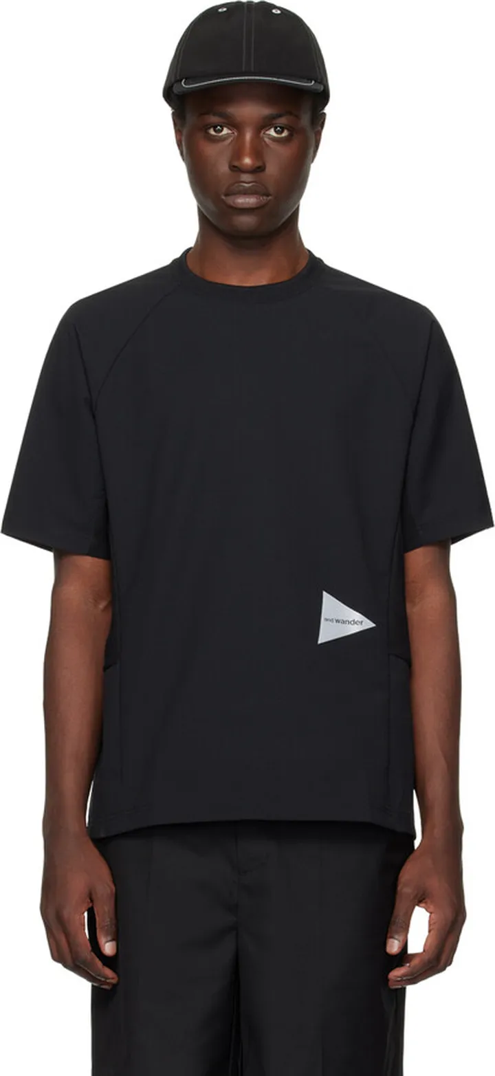 and wander Black Hybrid T-Shirt