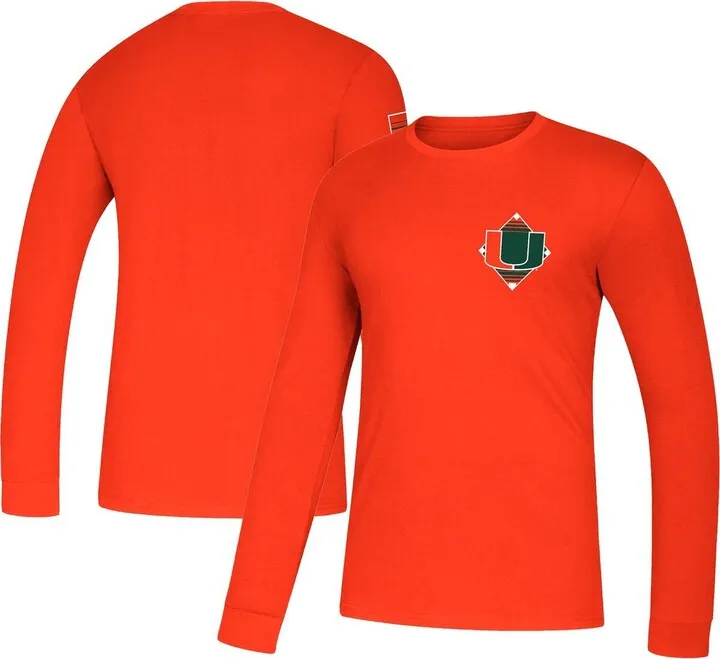 Men's adidas Orange Miami Hurricanes Diamond Days Baseball Amplifier Long Sleeve T-shirt