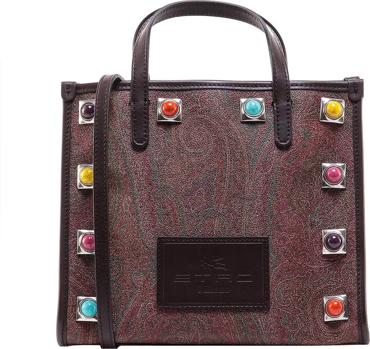 Handbag with paisley motif and cabochon stones