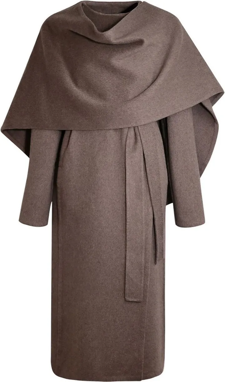 Attached-Cape Wool Coat