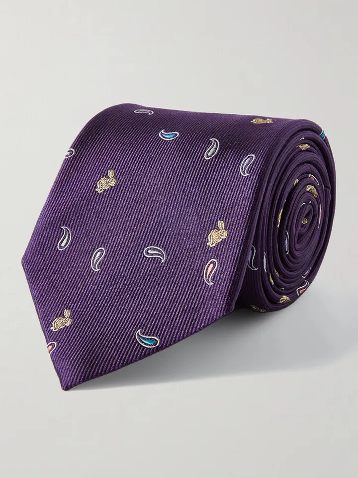 8cm Embroidered Silk-Twill Tie