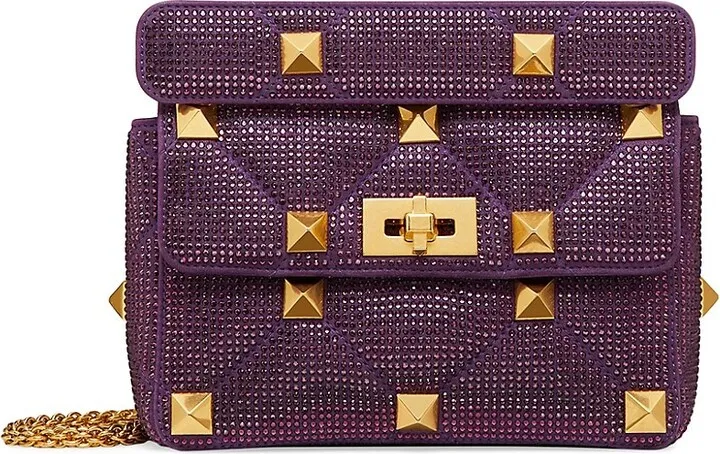 Roman Stud Embellished Leather Shoulder Bag