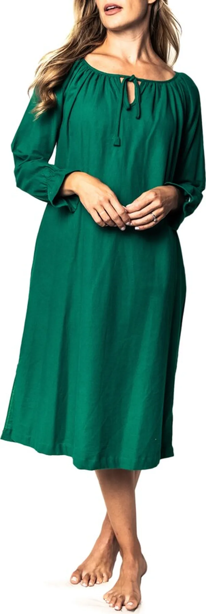 Tie Neck Flannel Nightgown