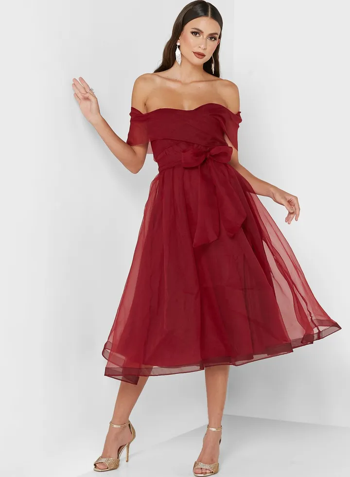 Off Shoulder Tulle Dress