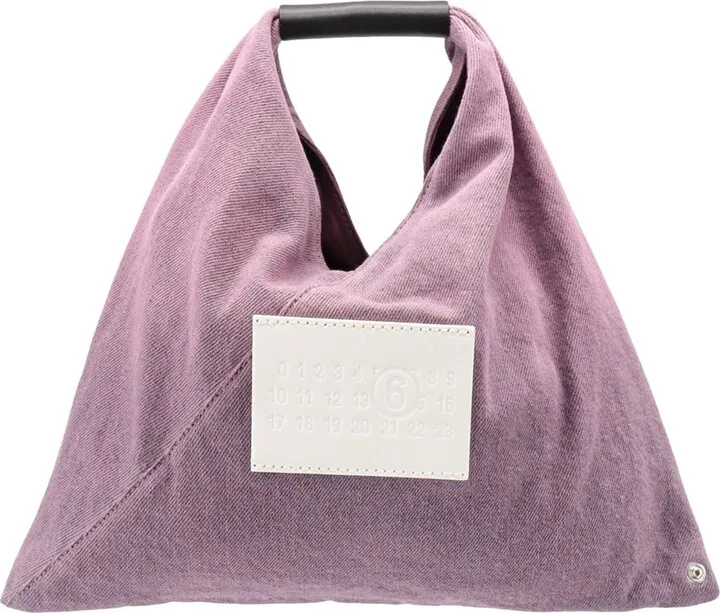 Cotton handbag with logo label on the front