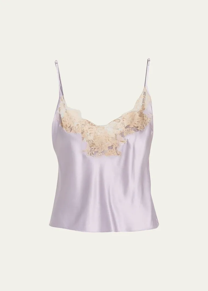 Orchid Lace-Trim Silk Cami