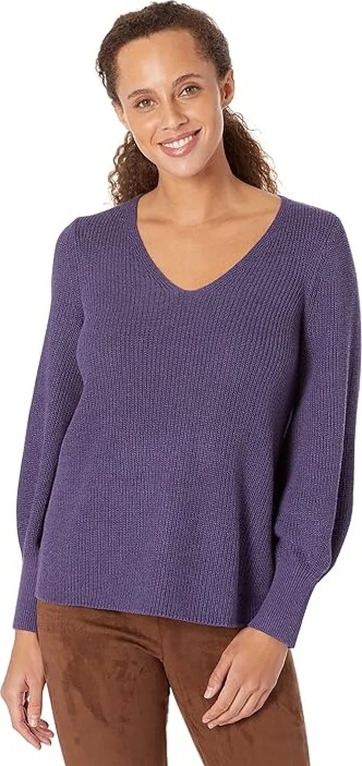 NIC+ZOE Shaker Knit V-Neck Sweater (Fig) Women's Clothing