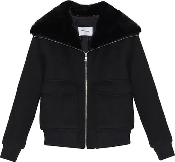 Cashmere jacket with fur collar