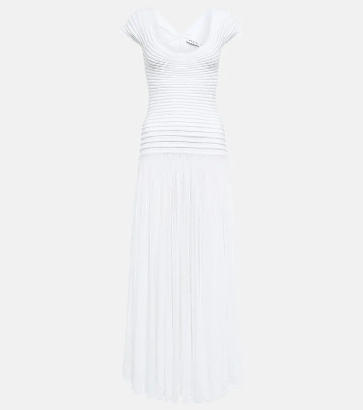 Ribbed-knit midi dress