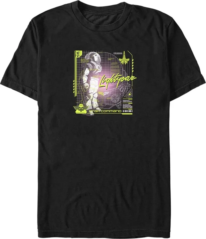 Men's Lightyear Buzz Lightyear Star Command Schematics T-Shirt - Black - X Large
