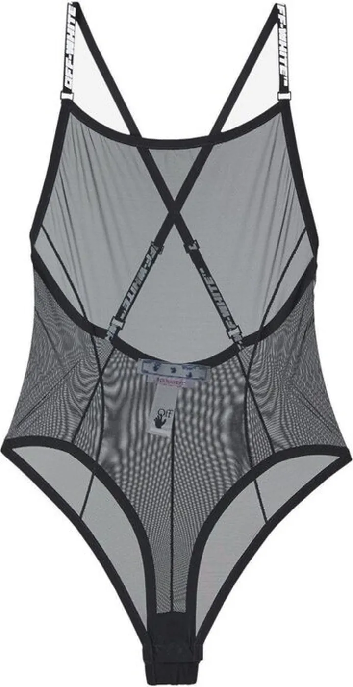 Off-White Logo Strap Sleeveless Mesh Bodysuit