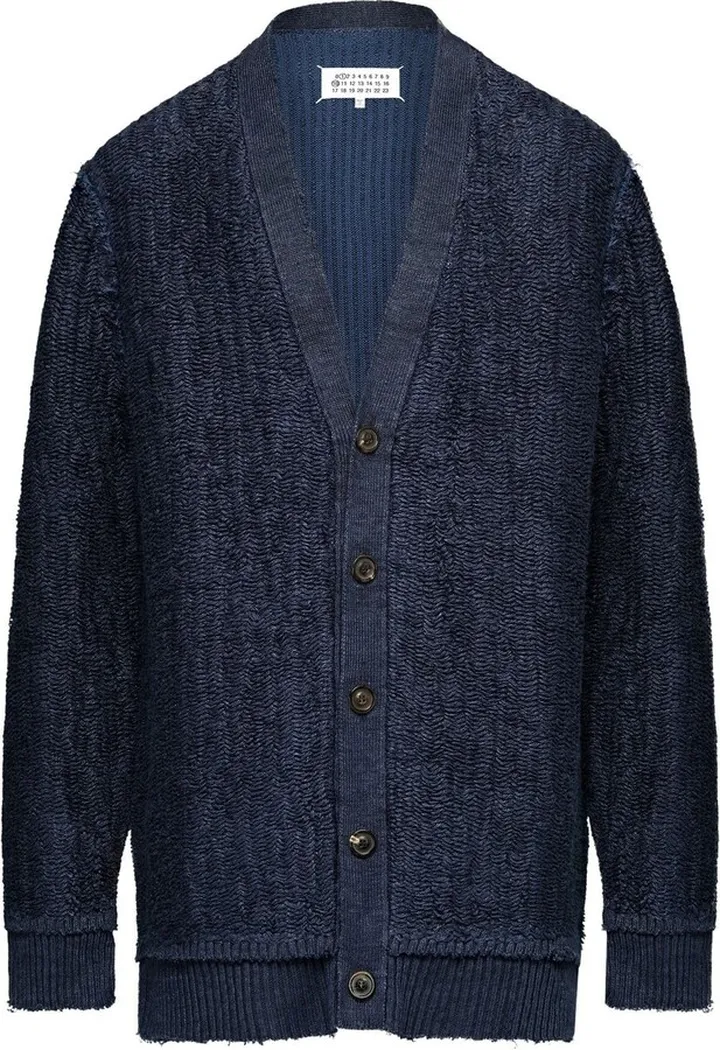 textured V-neck cardigan