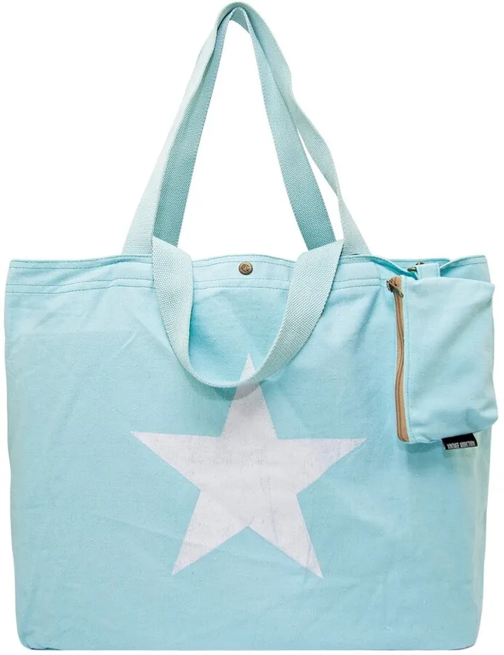 Star Sky Blue Washed Canvas Bag with Coin Purse